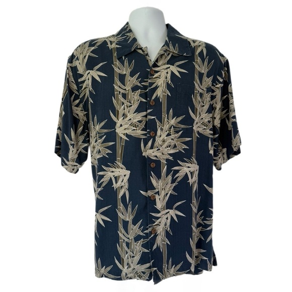 Jamaica Jaxx Other - Jamaica Jaxx 100% Silk Hawaiian Shirt – Blue Bamboo Print – Size Large